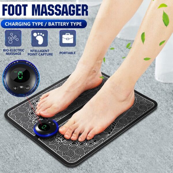 1 79 - EMS Foot Massager Mat Electric USB Charging Smart Display Tens Acupuncture Feet Cushion Blood Circulation Pad Health Care Home