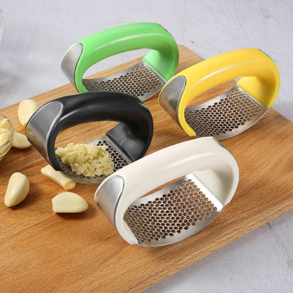 1111 1 - Manual Garlic Press Stainless Steel Handheld Ginger Garlic Curve Mincer Chopping (Random Color)