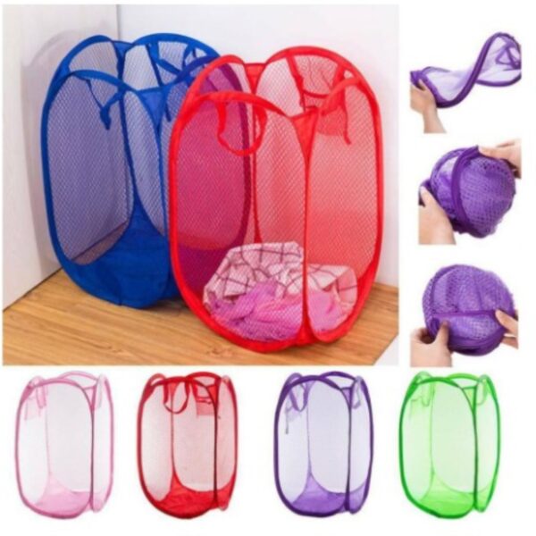 6b3d7f7bcb93375415bffb7dae74448f - Foldable Laundry Bag Home Cloth Storage Mesh Washing Basket - Random Color