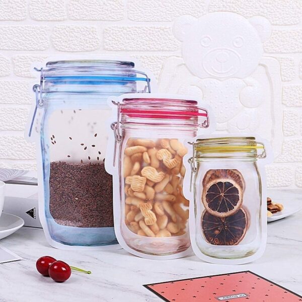 71vZbk3JoUL. SL1001 - 3 Pc Mason Jar Bags Food Nuts Candy Cookies Ziplock Bags Seal Kitchen Fresh Storage Organizer Bags