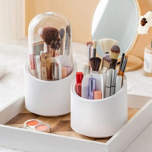 WhatsApp Image 2023 10 07 at 7.04.24 PM - Brush Container Makeup Brush Holder Dust-proof Rotating Plastic Lipstick Eyebrow Pencil Vanity Supplies ( random color)