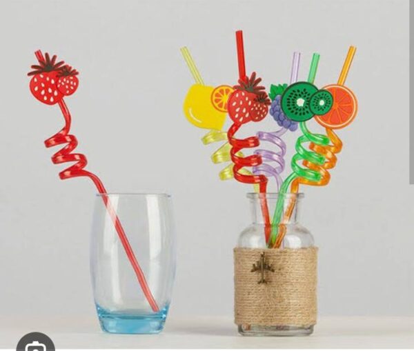 WhatsApp Image 2023 11 09 at 5.49.11 PM - 4Pcs Cartoon Lime Lemon Pineapple Watermelon Plastic Spiral Drinking Straws Children (random color )