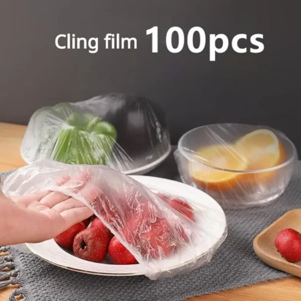 - 100pc Disposable Cling Film Cover Household Refrigerator Food Fruit Preservation Cover Dust-proof Plastic Fresh-keeping Cover