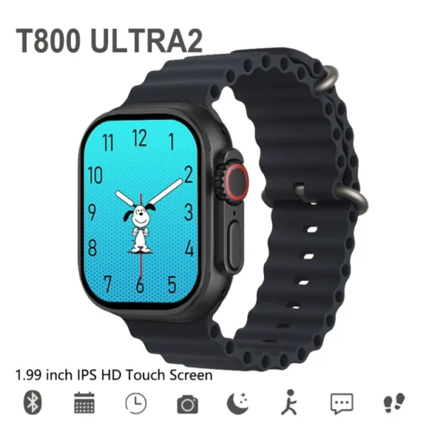 - T800 Ultra 2 Smart Watch - Watch Series 9 - 2.0 Inch Screen Rotating Dual Buttons. (Random Colors)